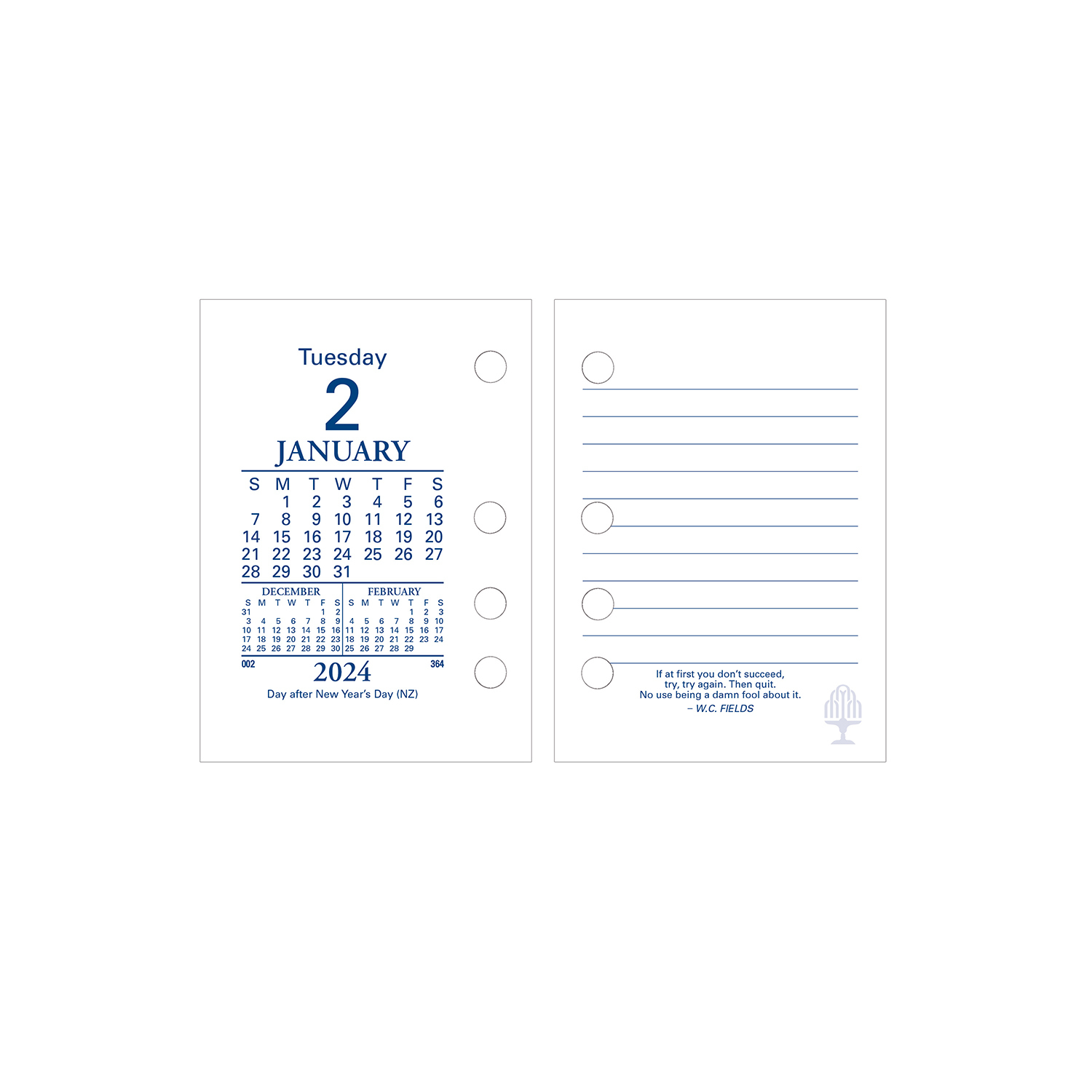 2025 Collins Desk Calendar Side Opening Refill 100 X 75Mm