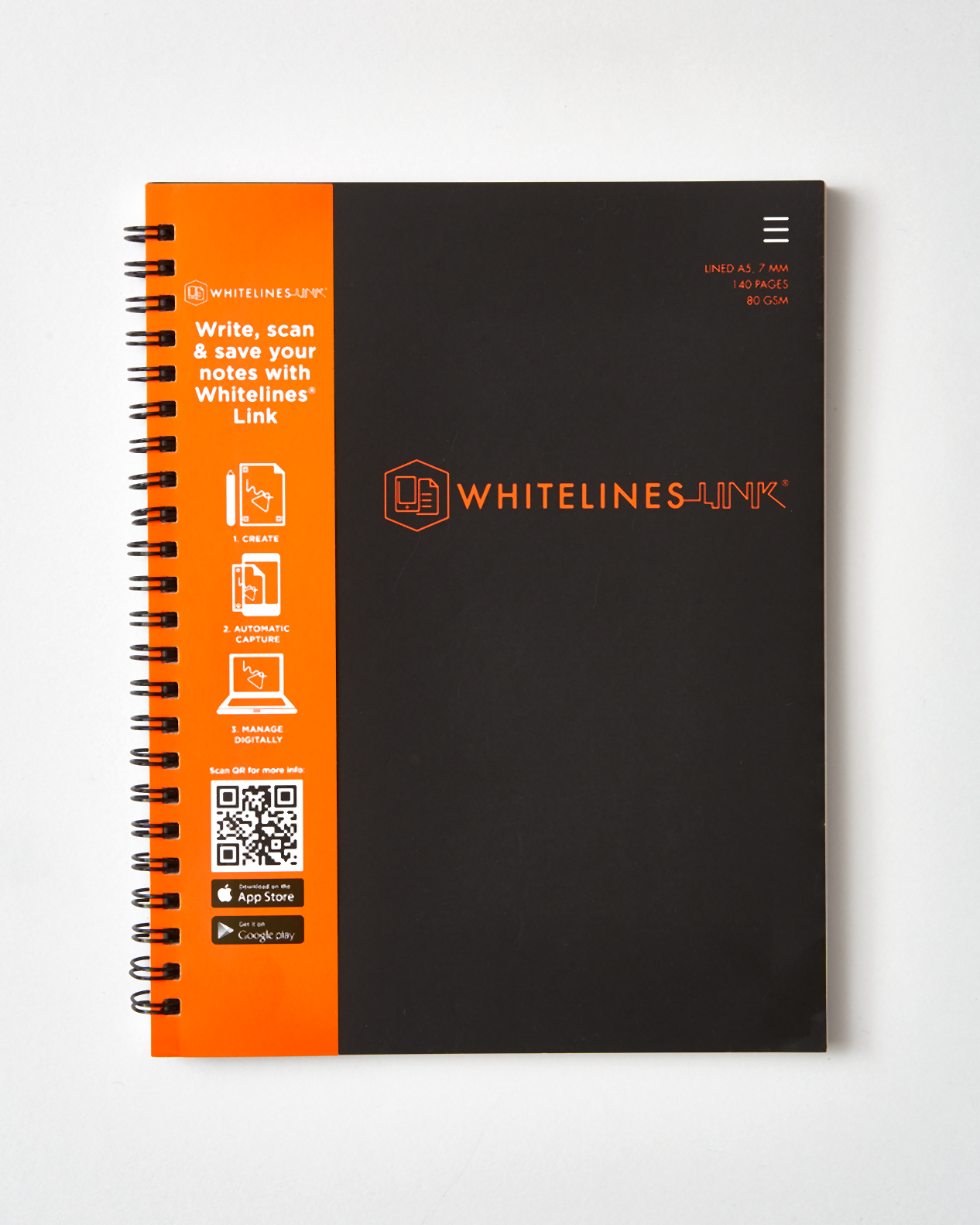 WHITELINES SPIRAL NOTEBOOK A5 140P 7mm 80gsm