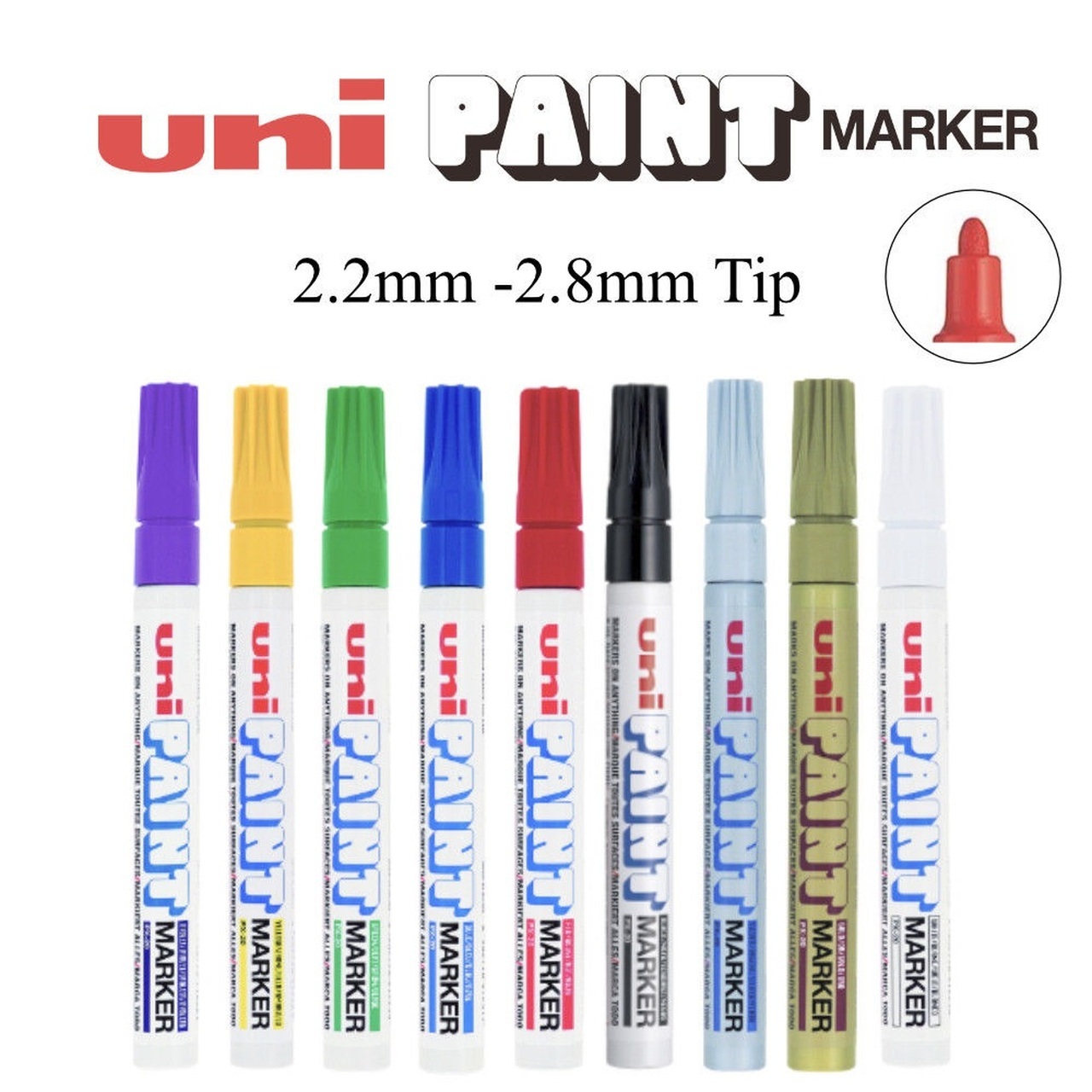 Uni Paint Marker PX-20 Punta 2.8mm Bianco - Penna Indelebile Per Vetro, Metallo, Plastica - Confezione 12 Pezzi