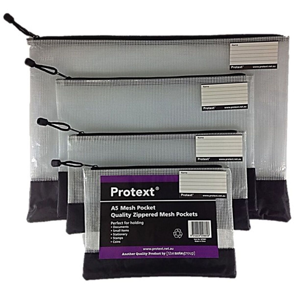 PROTEXT A4 MESH POCKET POUCH White Assorted Trim