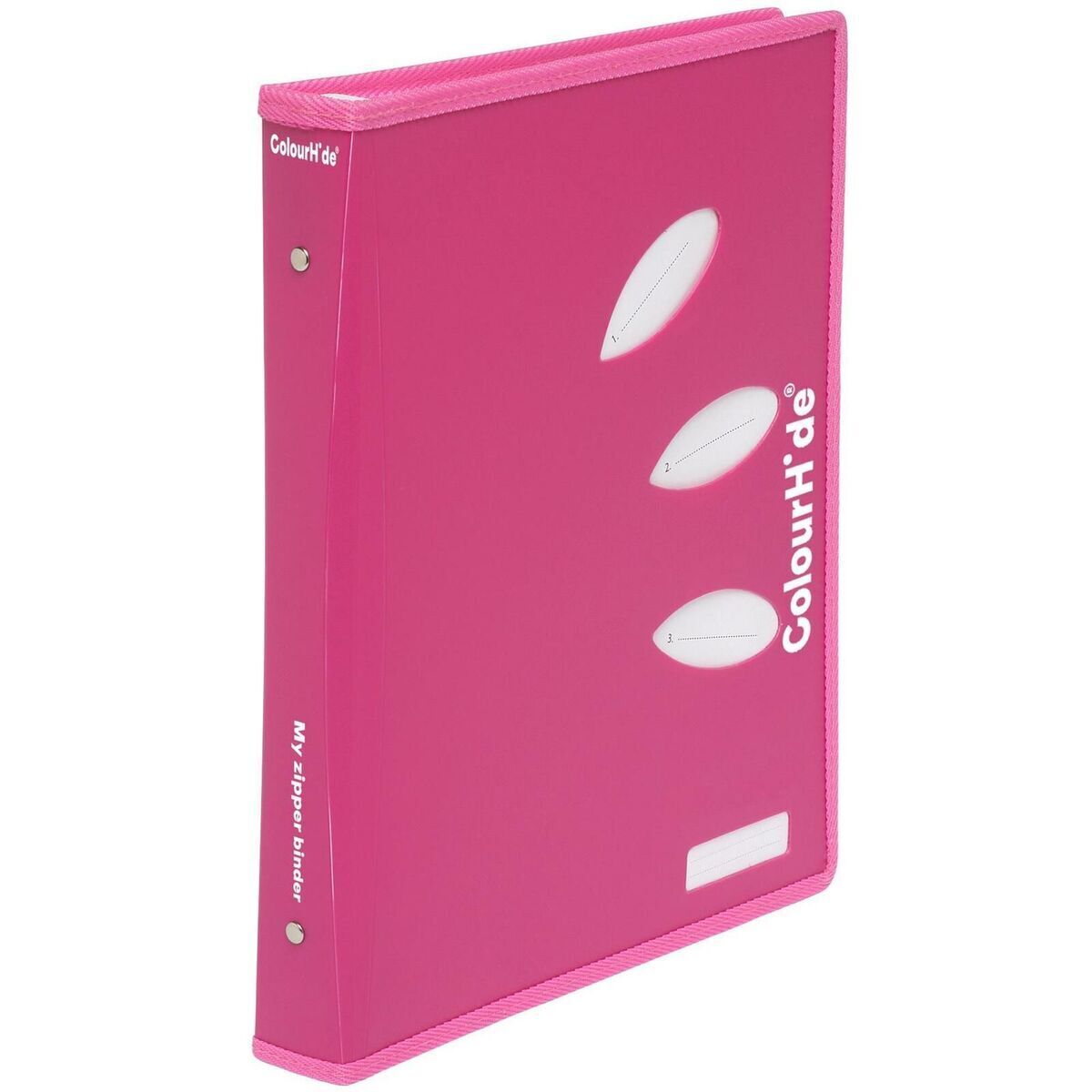 COLOURHIDE ZIPPER A4 BINDER 2D 25MM Pink Colourhide