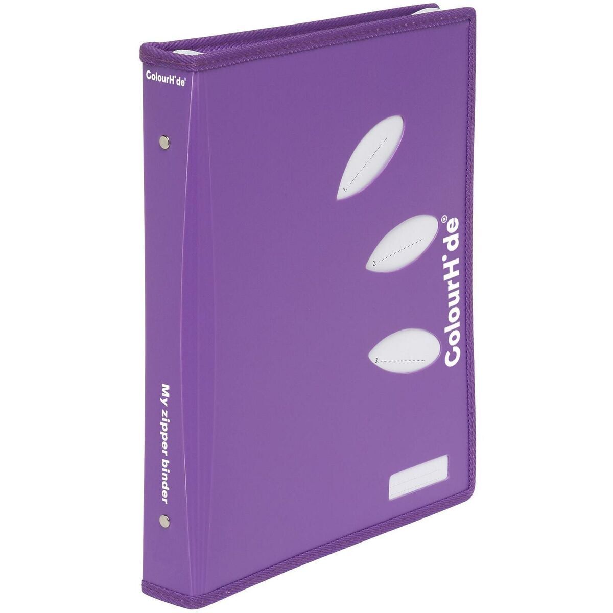 COLOURHIDE ZIPPER BINDER 2D Ring 25mm A4 Purple