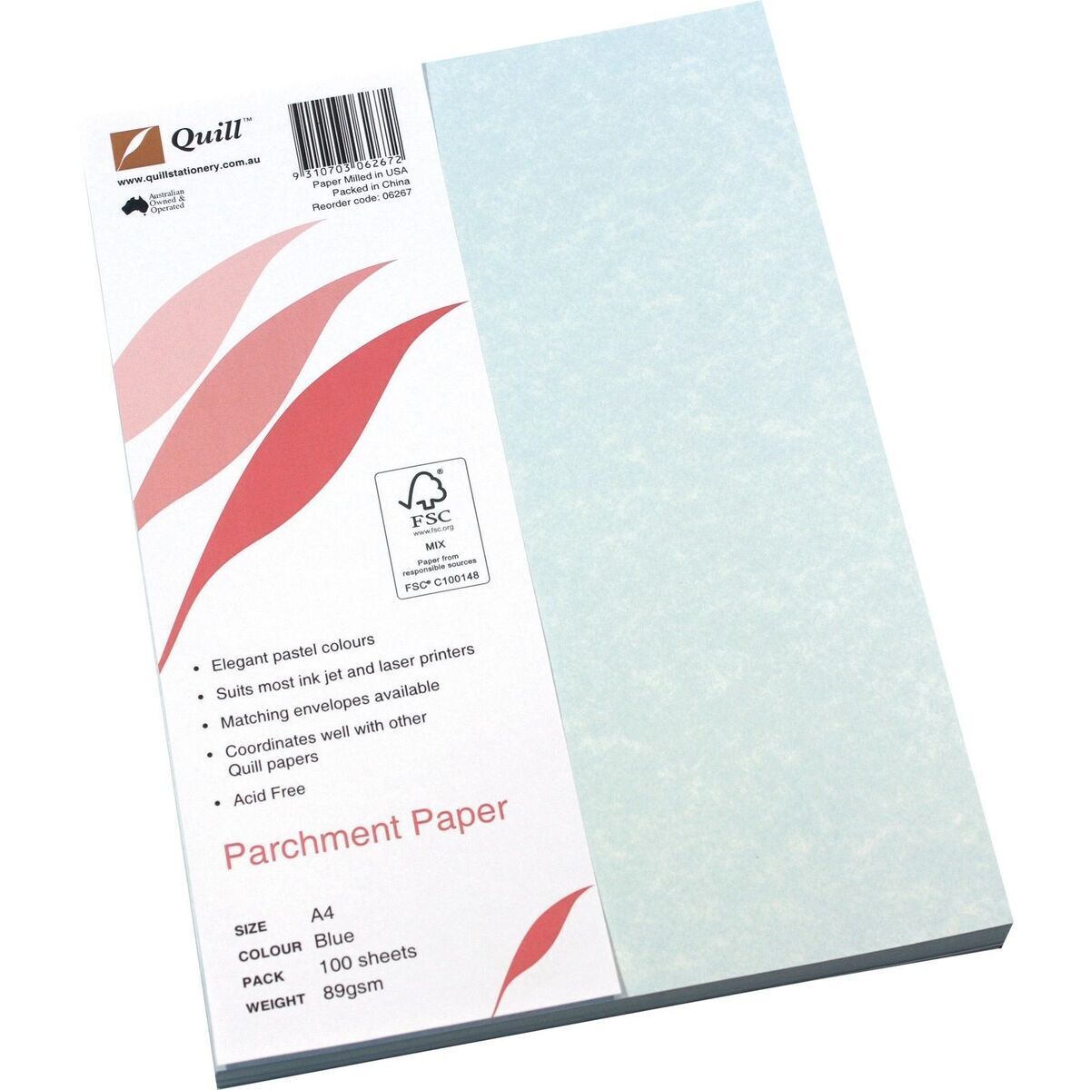 Quill A4 Parchment Paper 90gsm Blue Pack Of 100