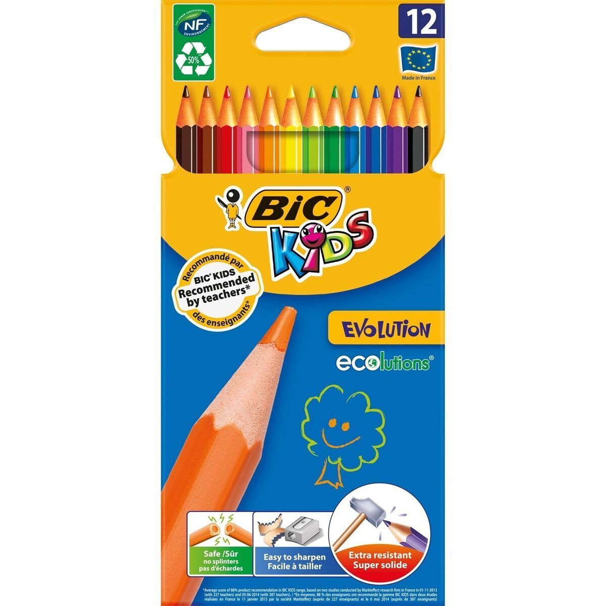 Cardboard Wallet of 18 BIC Kids Evolution ECOlutions Colouring Pencils Assorted Colours 