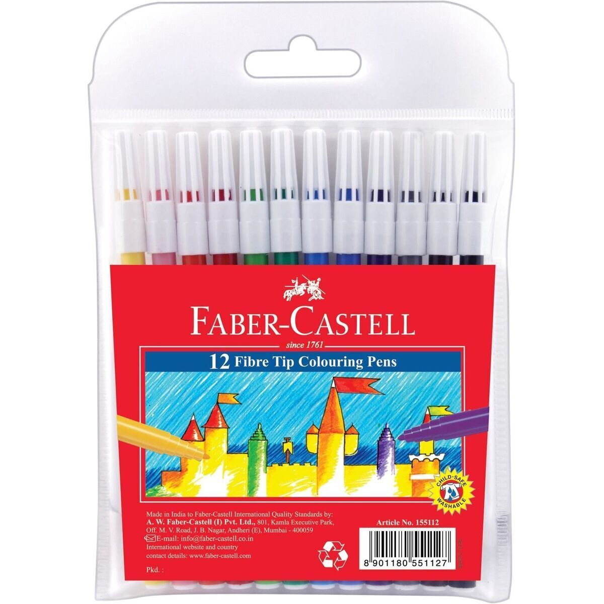 faber castell  fibre tip colouring pens pack of 12