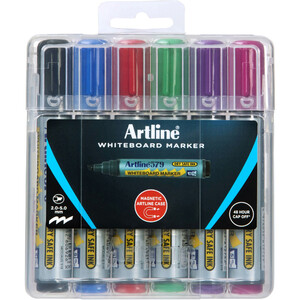 Artline 579 Whiteboard Marker Chisel Tip 2.0 5.0Mm Assorted Hard Case Pack Of 6