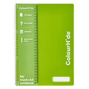 COLOURHIDE MY TRUSTY NOTEBOOK 60gsm A4 120 Pages Green