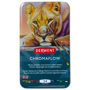 Derwent Chromaflow Coloured Pencils Assorted Tin Pack Of 24
