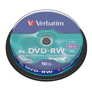 Verbatim DVD-RW 120 Min 4.7GB 4X Pack Of 10
