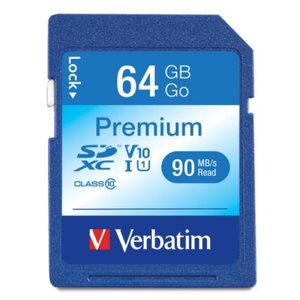 Verbatim Premium SDXC Memory Card Class 10 UHS-I 64GB Blue