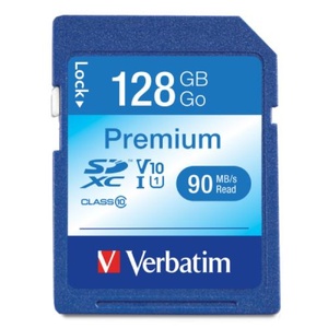 Verbatim Premium SDXC Memory Card Class 10 USH-I 128GB Blue