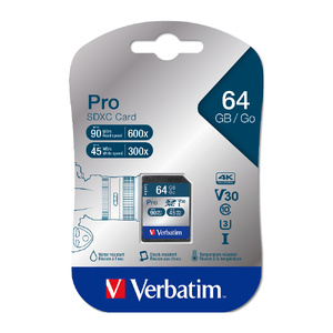 Verbatim Pro SDHC Memory Card Class 10 UHS-I 64GB Black