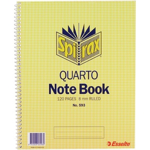 Spirax 593 Notebook Qto 120 Page 252X200Mm S/O