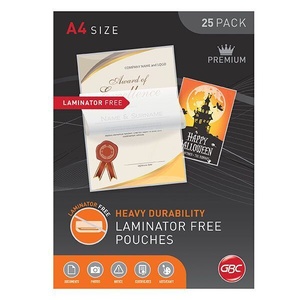 GBC LAMINATOR FREE LAMINATING POUCH A4 150 Micron Pack of 25