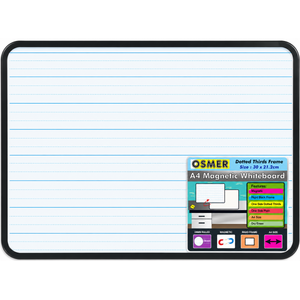 Osmer Framed Magentic Student Whiteboard Double Sided 24mm Plain & Dotted Thirds A4