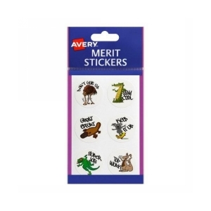 AVERY Merit Stickers Aussie Animals Permanent Pack 96 Hangsell