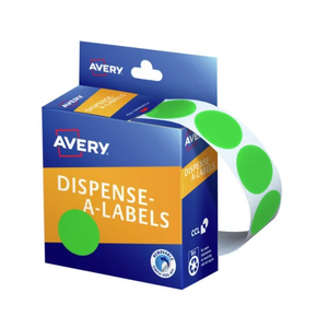 Avery 937246 Circle Dispenser Labels 24Mm Diameter Removable Green 500 Labels Per Roll