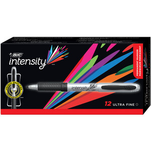 Bic Intensity Permanent Marker Ultra Fine 0.6Mm Black Box Of 12