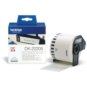 Brother Dk-22205 Label Printer Rolls 62Mm X 30.48M Black On White