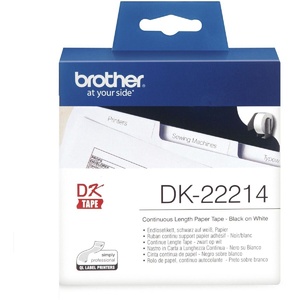 Brother Dk-22214 Label Printer Roll 12Mm X 30.48M Black On White