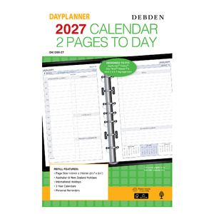 2027 Debden Dayplanner Desk Refill 216 x 140mm 2 Days To A Page