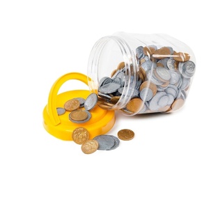 EDUCATIONAL COLOURS- Plastic play coins 318 Pieces in Jar