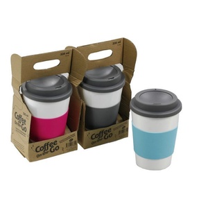 Travel Mug With Silicon Grip 335ml (Assorted Colours)