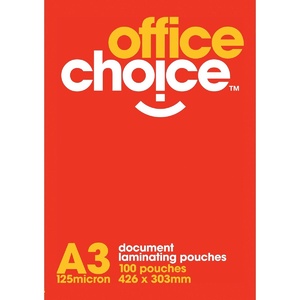 OFFICE CHOICE LAMINATING POUCH A3 125 micron Box of 100