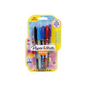 Paper Mate InkJoy Stylo Bille Ballpoint Pens with Candy Pop Wraps | Medium Assorted Colours Pack 8