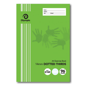 Olympic Exercise Book D149i  96 Page 14mm Dotted Thirds + Red Margin A4 | Each