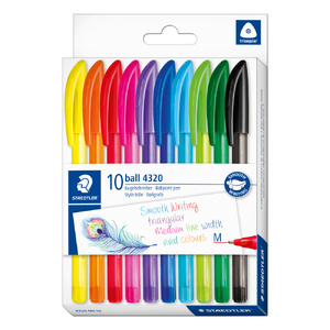 Staedtler 432 Stick Triangular Ballpoint Pen Medium 1.00mm Assorted Pack of 10